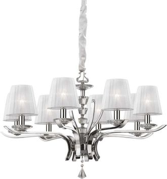 Ideal Lux Ideal Lux - Pegaso - Ara&ntilde;a De Luces De Cristal Con M&uacute;ltiples Brazos, Cromo, Acabado Blanco, E14