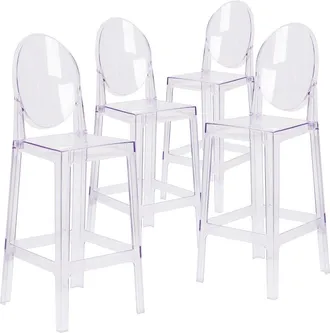 Flash Furniture 4 Pk. Ghost Barstool in Transparent Crystal with Oval Back