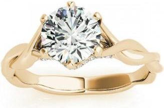 Allurez Diamond 6-Prong Twisted Engagement Ring Setting 14k Yellow Gold (.11ct)
