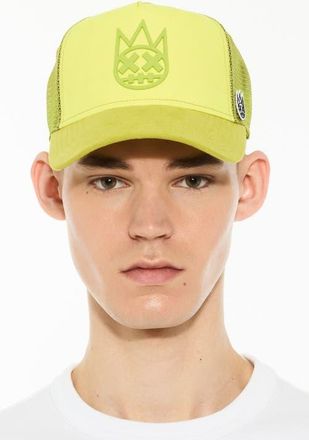 Cult of Individuality Logo Mesh Back Suede Trucker Hat in Neon Yellow at Nordstrom
