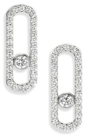 Messika Move Uno Diamond Pav&eacute; Stud Earrings in White Gold at Nordstrom