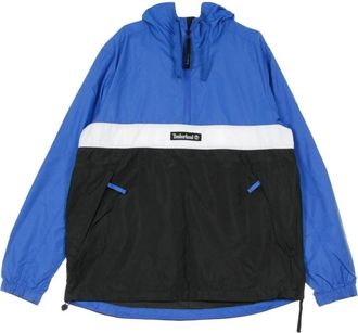 Timberland Blauwe Windbreaker Jas met Trechterhals - Heren - Zomerjassen - Blauw - M - Polyester - Jassen