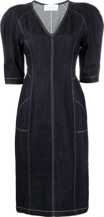 Alberta Ferretti denim midi dress - women - Cotton/Spandex/Elastane - 42 - Blue