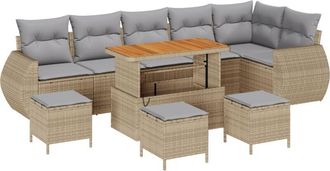 vidaXL Vidaxl - Garden Sofa Set Height-Adjustable 10 pcs Beige Poly Rattan