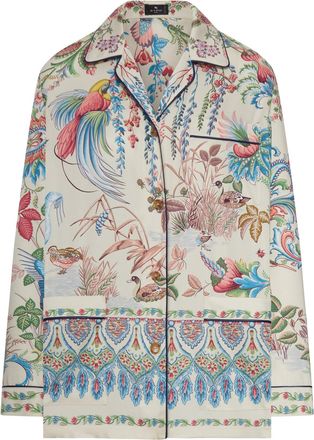 Etro TWILL SHIRT WITH PLACED FLORA AND FAUNA PRINT - Etro - Woman