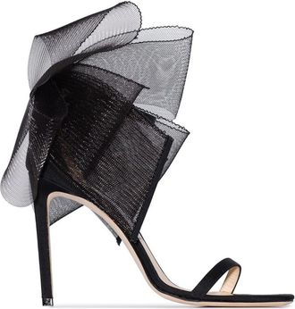 Jimmy Choo London Aveline Asymmetric Bow Deatil Sandals, Brand Size 34.5 ( US Size 4.5 )