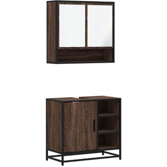 vidaXL Vidaxl - 2 Piece Bathroom Furniture Set Brown Oak Engineered Wood