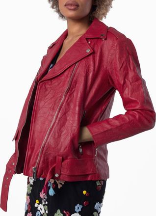 Michael Kors Ladies Crinkled Leather Moto Jacket, Size Medium