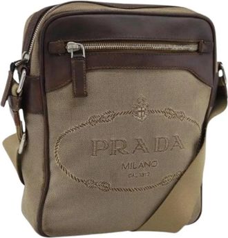 Prada Pre-owned Vintage Shoulder Bag - Dames - Vintage Schoudertas - Beige - ONE Size - Leer - Vintage