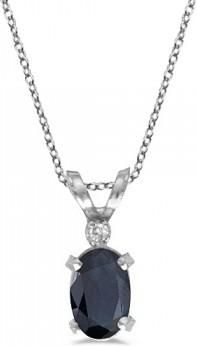 Allurez Sapphire & Diamond Solitaire Filagree Pendant 14K White Gold (0.55ct)