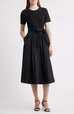 Eliza J Bow Detail Midi Dress in Black at Nordstrom Rack, Size 14
