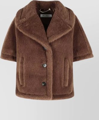 Max Mara faux fur coat notched lapels pockets