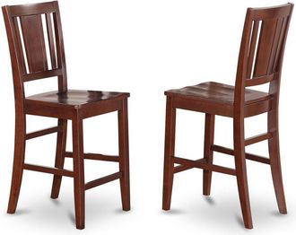 East West Furniture Buckland Counter Height Dining room Chair with Wood Seat in Mahogany Finish, Set of 2