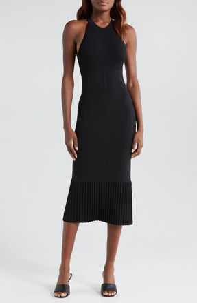 L'agence Kim Pleat Hem Knit Dress in Black at Nordstrom Rack, Size Xx-Small