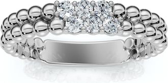 Pompeii3 Two Row Beaded Diamond Stackable Ring 14k Gold or Platinum Lab Grown