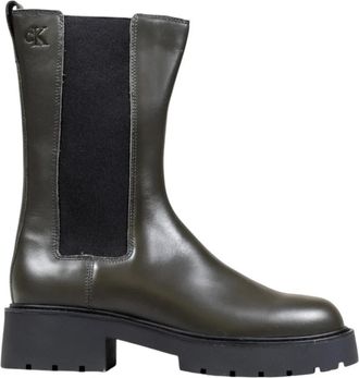 Calvin Klein Jeans Chunky High Chelsea Laarzen - Dames - Chelseaboots - Grijs - 37 EU - Leer - Schoenen