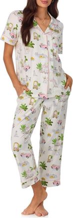 Bedhead Pajamas Print Stretch Organic Cotton Jersey Crop Pajamas in Poolside Poodles at Nordstrom, Size X-Small