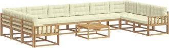 vidaXL Conjunto De Sof&aacute;s De Exterior 11 Uds. Blanco Y Crema Vidaxl