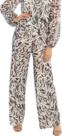 Allison New York Dorit Wide Leg Pants In Brown Zebra
