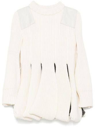 sacai cut out-detail mini dress - White