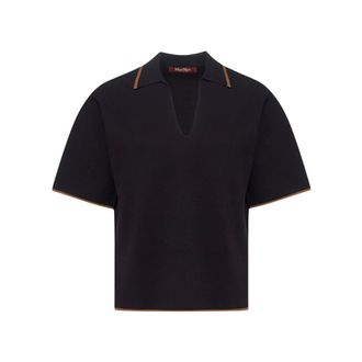 Max Mara Tops, Dames, Zwart, L, Polyester, Polo Knit
