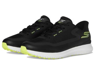 Skechers Mens Flight Spikeless Slip-in Golf Shoe, Black/White/Lime Trim, 11 UK