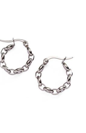 Alex and Ani Frozen Mariner Chain Hoop Earrings in Silver at Nordstrom