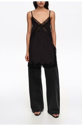 Bimba & Lola WIDE LEG - Washed Denim Trousers in Washed Black at Nordstrom, Size 42 Eu