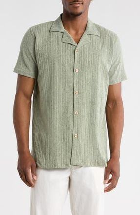 T.R. Premium Modern Fit Textured Camp Shirt in Green at Nordstrom Rack, Size Xx-Large