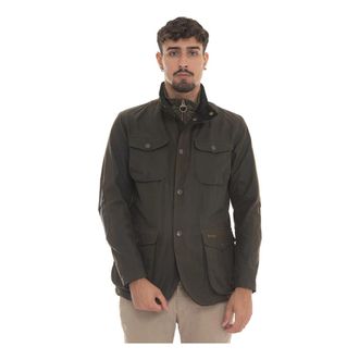 Barbour Gewaxte Field Jacket met Elleboogstukken - Heren - Zomerjassen - Groen - S - Katoen - Jassen
