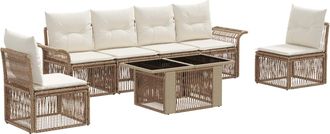 vidaXL Conjunto De Sof&aacute;s De Jard&iacute;n 7 Uds. Beige Y Blanco Crema Vidaxl