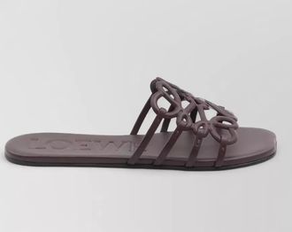 Loewe anagram petal leather flat slide sandals