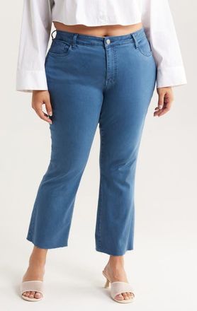 Kut from the Kloth Kelsey Raw Hem High Waist Ankle Flare Jeans in Ocean Blue Jm at Nordstrom, Size 22W