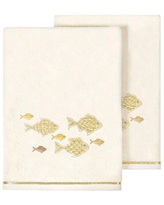 Linum Home Textiles Turkish Cotton Figi 2Pc Embellished Bath Towel Set