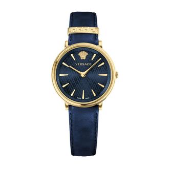 Versace Horloges - Dames - Horloges - Blauw - ONE Size - Leer - Accessoires