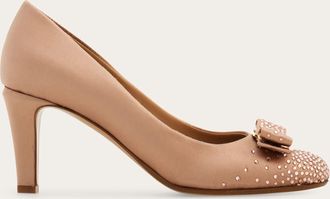 Ferragamo Women Vara bow pump with crystals Beige Size 10.5