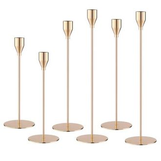OEM Juego De 6 Candelabros C&oacute;nicos Dorados Para Bodas En Diferentes Tama&ntilde;os (33/29/23 Cm), Decoraci&oacute;n Vintage, Ideal Para Cenas Rom&aacute;nticas, Cumplea&ntilde;os Y B