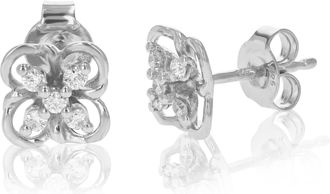 Vir Jewels 1/5 cttw Round Cut Lab Grown Diamond Stud Earrings.925 Sterling Silver Prong Set on Flower Design