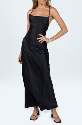 Princess Polly Celena Satin Maxi Dress in Black at Nordstrom, Size 4