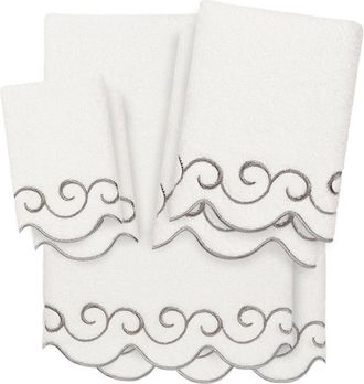 Linum Home Textiles 100% Turkish Cotton Simplicity Scallop 6Pc Embellished Towel Set