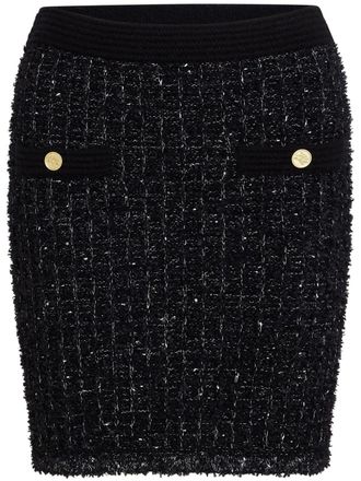 Karl Lagerfeld Essential Bouclé mini-rok - Zwart