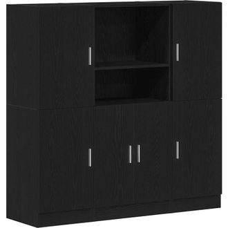 vidaXL Vidaxl - Mueble De Cocina 3 Piezas Madera Contrachapada Negro
