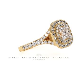 The Diamond Store Cleopatra GIA Diamond Halo Engagement Ring in 18K Gold 1.45ct G/SI2