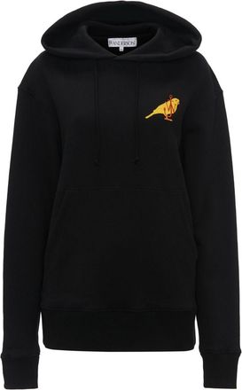 J.W.Anderson logo-embroidered organic cotton hoodie - women - Organic Cotton - L - Black