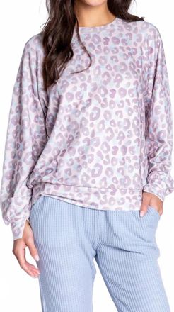 PJ Salvage Leopard Long Sleeve Lounge Top In Multi