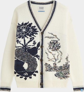 Scotch & Soda Men & apos;s Intarsia Cotton-Blend Cardigan