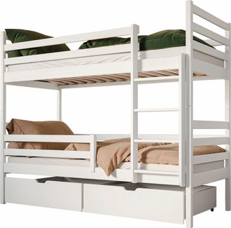 Mirjan24 Litera Vista 101, Blanco, De Dos Pisos, 90x200, Madera, Somieres, 97x208x161cm