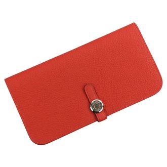 Herm&egrave;s Red Color Long Wallet (Bi-Fold) (Pre-Owned)