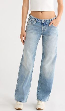 PacSun Zoe Low Rise Wide Leg Girlfriend Jeans in Medium Indigo at Nordstrom, Size 25