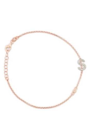 Meshmerise Diamond Initial Bezel Bracelet in Rose-S at Nordstrom Rack